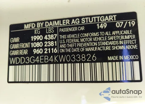 2019 Mercedes-Benz A 220 z USA, uszkodzony, nr VIN WDD3G4EB4KW033826